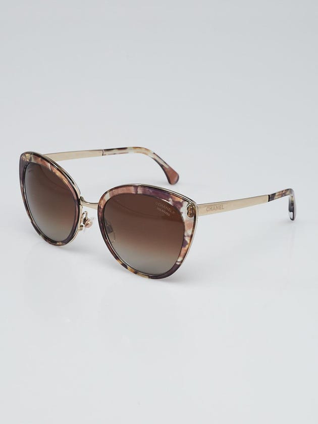 Chanel Brown/Purple Print Frame Gradient Tint Cat-Eye Sunglasses-4208
