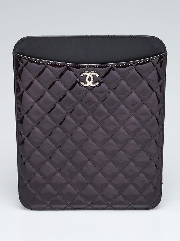 Chanel Black Quilted Patent Leather Tablet Cover