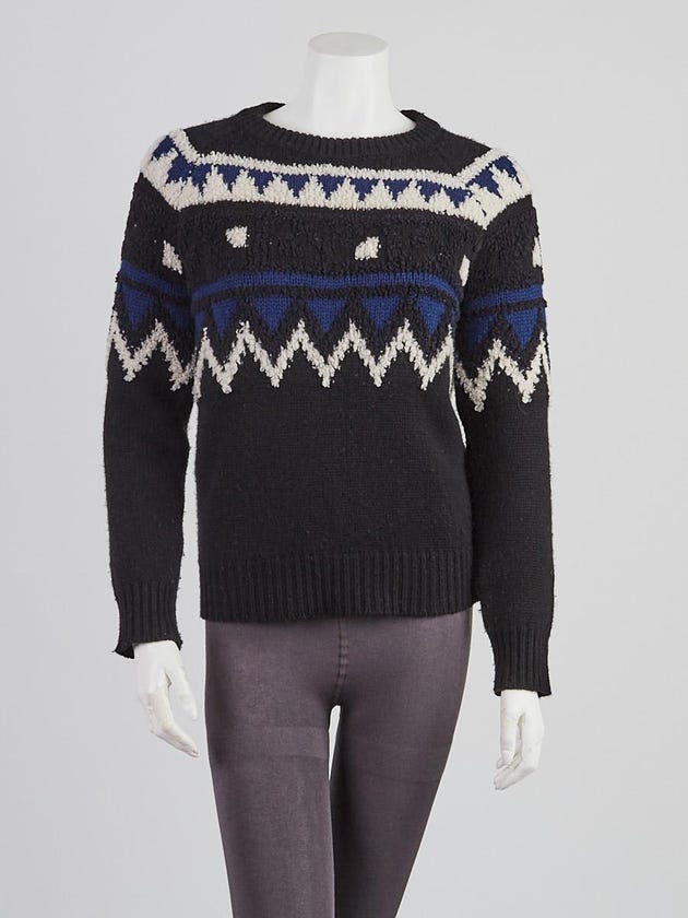 Burberry Brit Black and Blue Wool Blend Sweater Size S