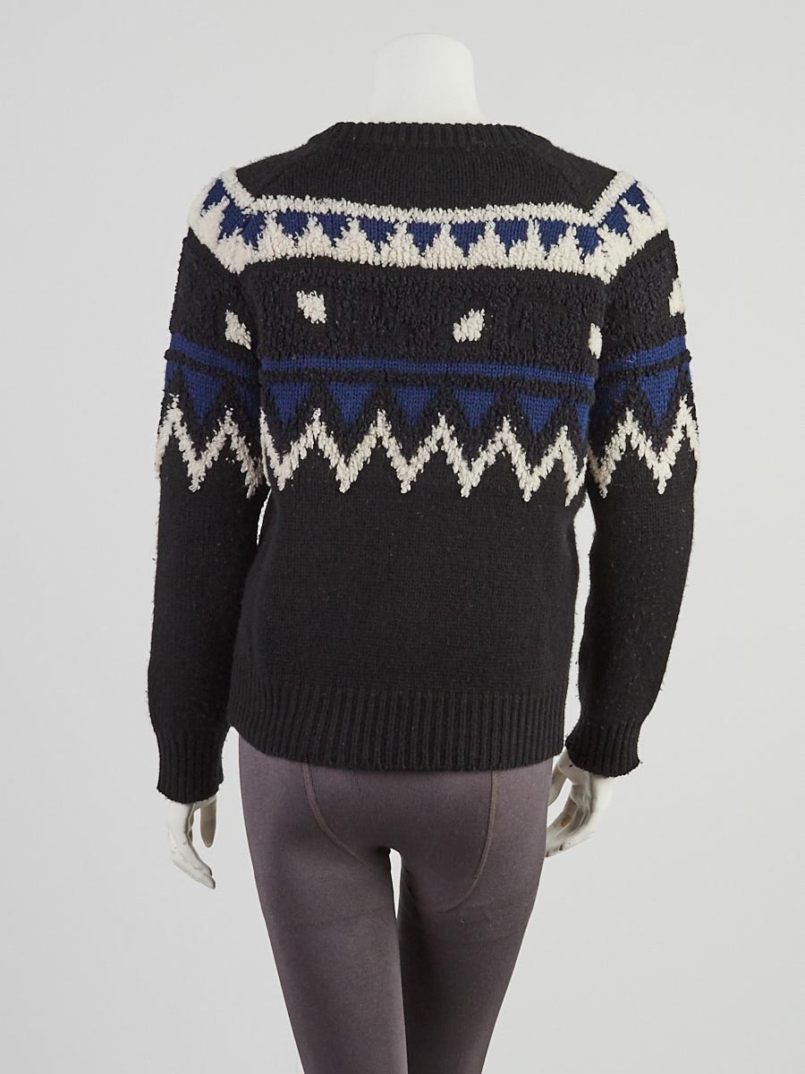 Burberry Brit Black and Blue Wool Blend Sweater Size S