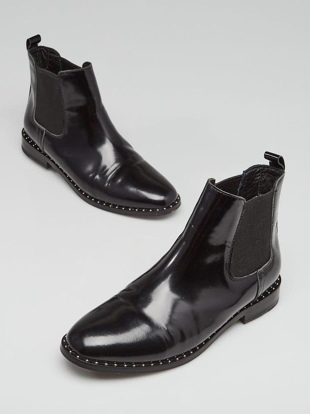 Yves Saint Laurent Black Leather Studded Ankle Boots Size 5.5/36