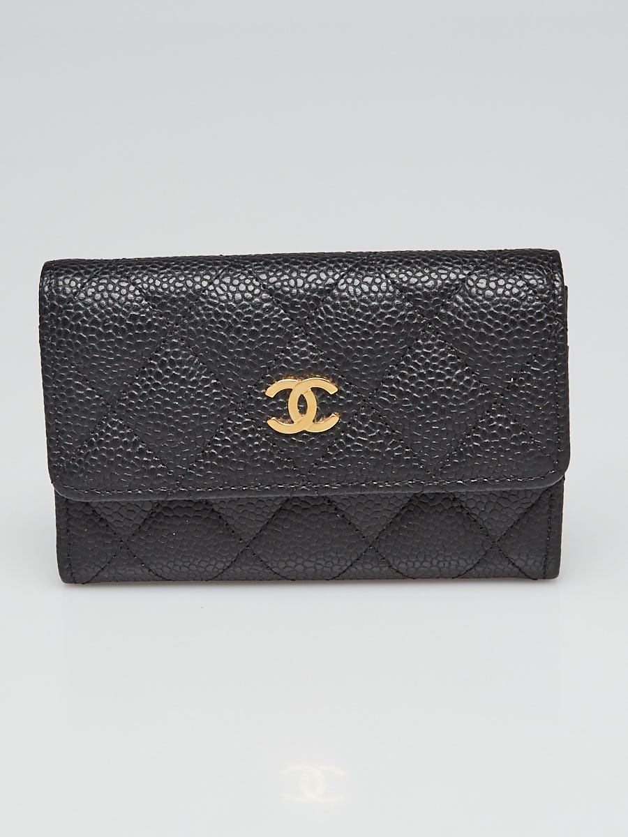 Chanel Black Quilted Caviar Leather Flap Card Holder - Yoogi's Closet