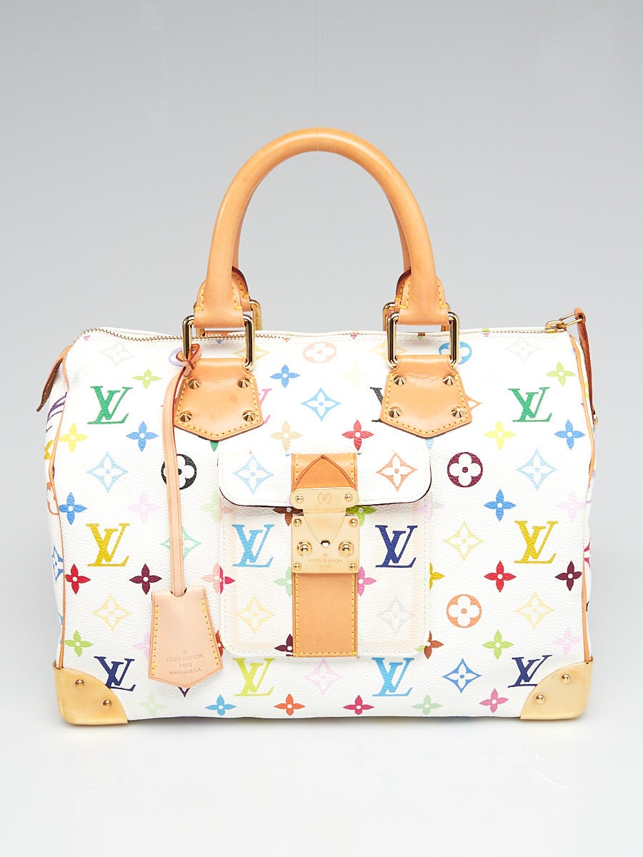 Louis Vuitton White Monogram Multicolore Speedy 30 Bag - Yoogi's Closet