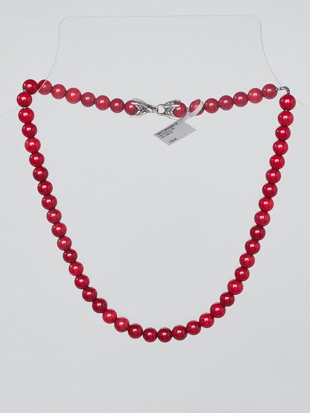 David Yurman 8mm Red Coral Spiritual Beads Necklace