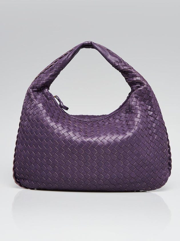 Bottega Veneta Purple Intrecciato Woven Nappa Leather Medium Veneta Hobo Bag