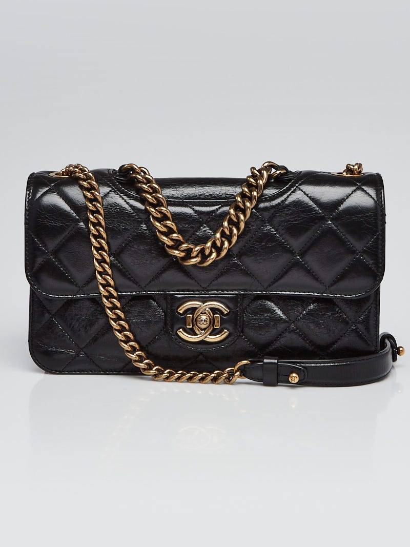 Chanel Black Quilted Glazed Leather Perfect Edge Small Flap Bag Yoogi s Closet