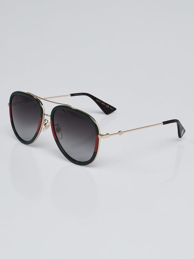Gucci Green and Red Acetate Aviator Sunglasses - GG0062S