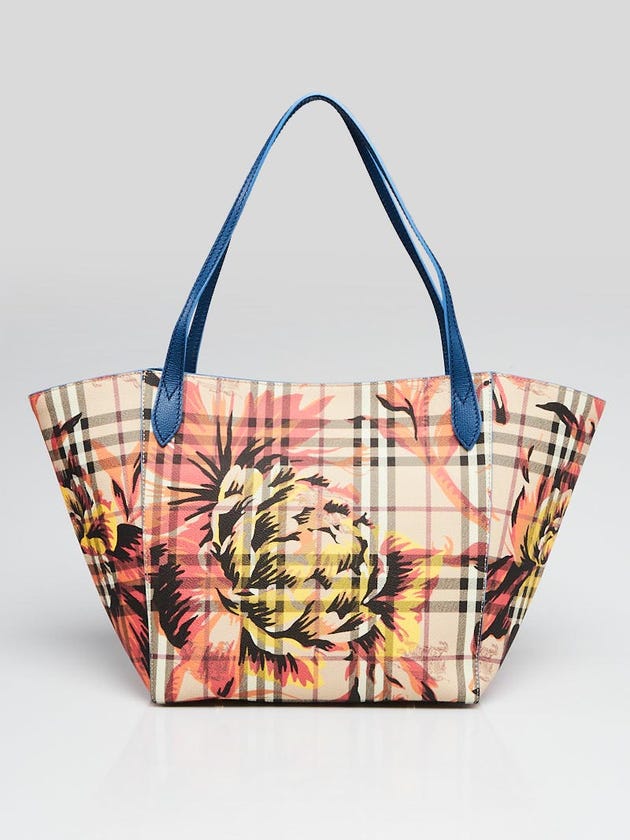Burberry Haymarket Check Coated Canvas Peony Rose Canter Tote Bag