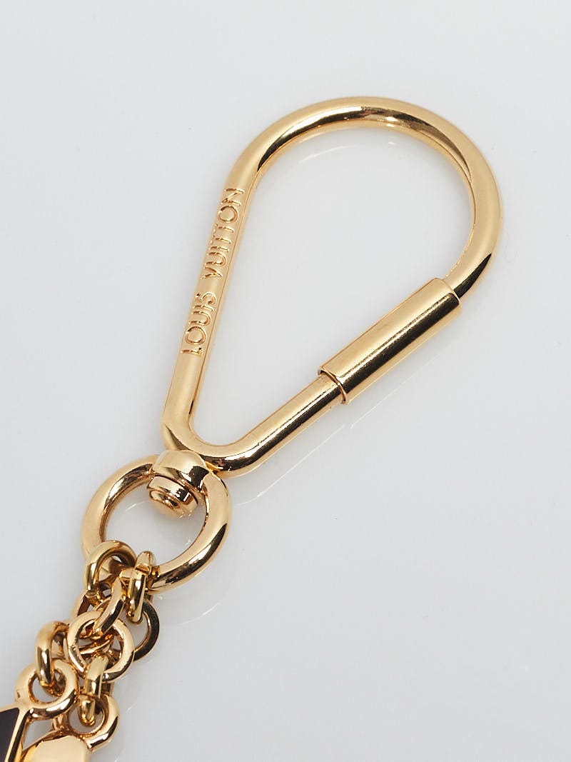 LOUIS VUITTON Porte Cles Puzzle Bag Charm Key Ring Brown Gold Brass CX0171