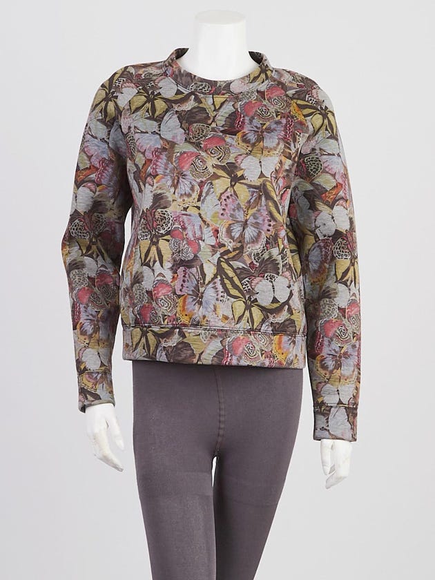 Valentino Grey Butterfly Print Cotton Crew Neck Sweatshirt Size S