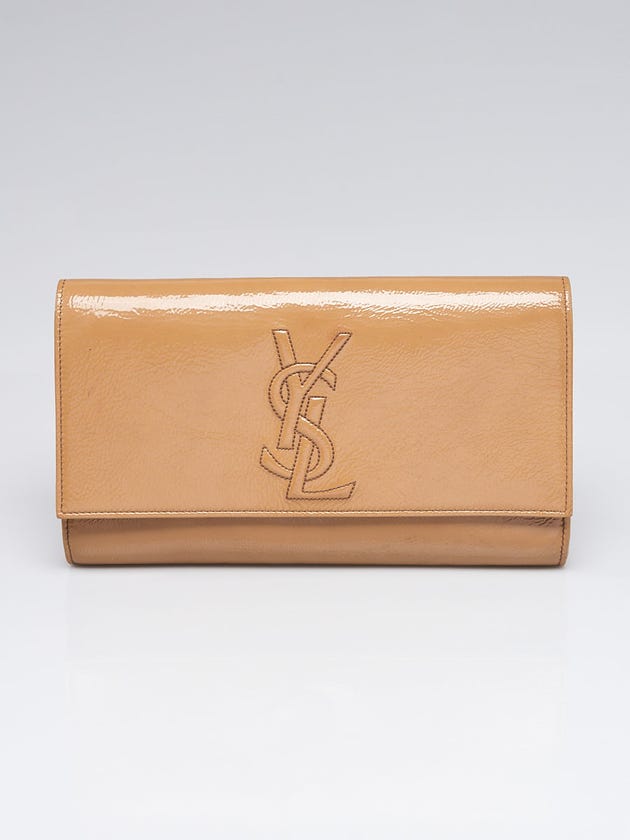 Yves Saint Laurent Beige Patent Leather Belle de Jour Large Clutch Bag