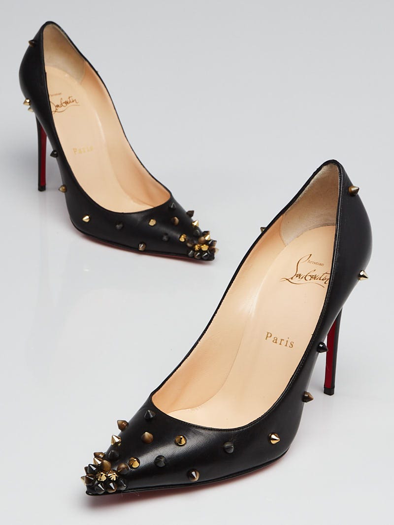 Christian Louboutin Black Leather Degraspike 120 Pumps Size 7 37.5 Yoogi s Closet