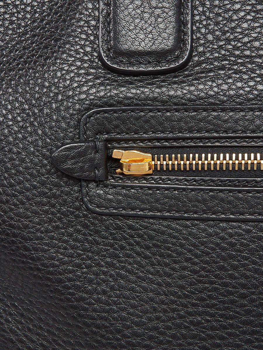 Prada Black Vitello Daino Leather Zip Tote Bag BL0805