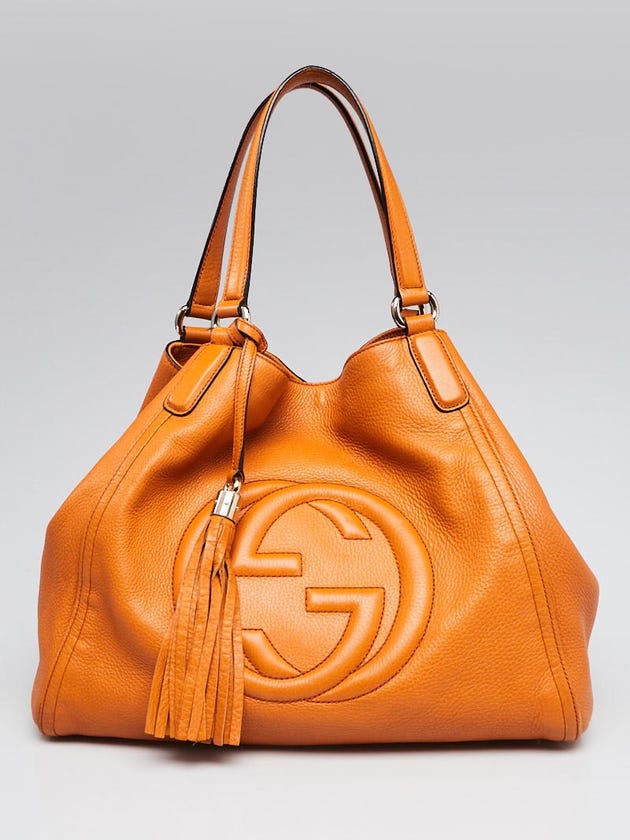 Gucci Orange Pebbled Leather Soho Medium Shoulder Bag 