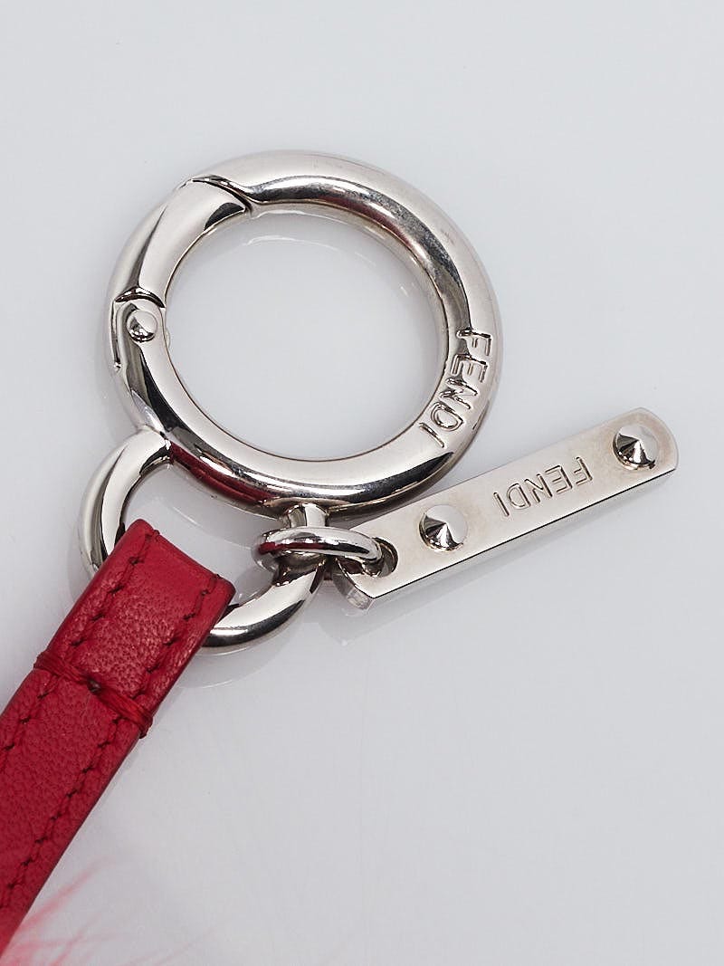 Fendi Pink/Blue Fox Fur Alphabet N Ball Key Hold and Bag Charm