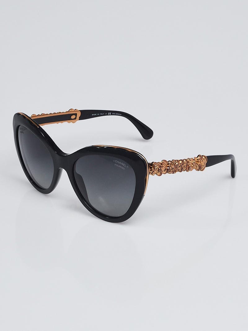 Chanel Black Acetate Cat Eye Frame Blooming Bijou Sunglasses-5354 - Yoogi's  Closet
