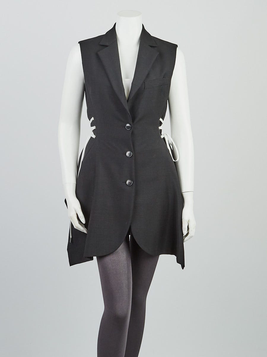 Louis Vuitton Lace Detail Sleeveless Padded Jacket , White, 40
