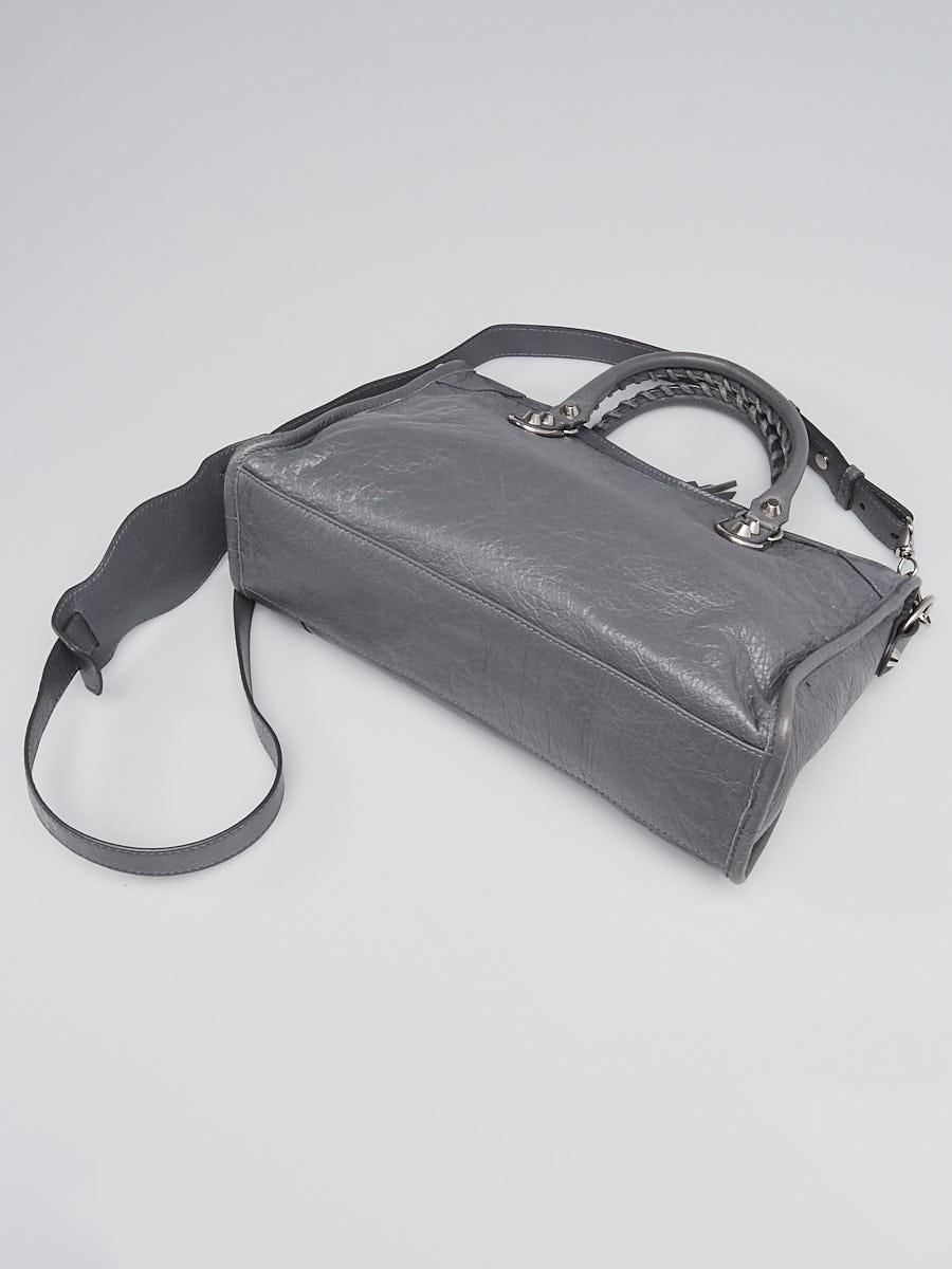 Balenciaga Gris Cendre Lambskin Leather Metallic Edge City S