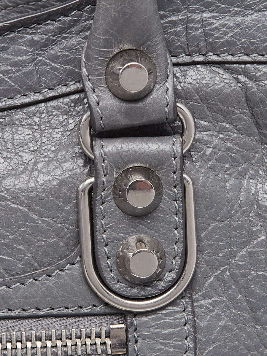 Balenciaga Gris Cendre Lambskin Leather Metallic Edge City S