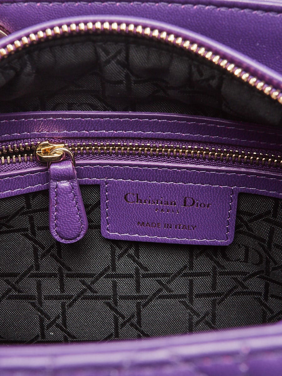 Christian Dior Purple Cannage Quilted Lambskin Leather Medium Lady