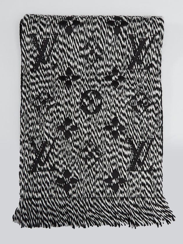 Louis Vuitton Black/White Wool/Silk Logomania Scarf