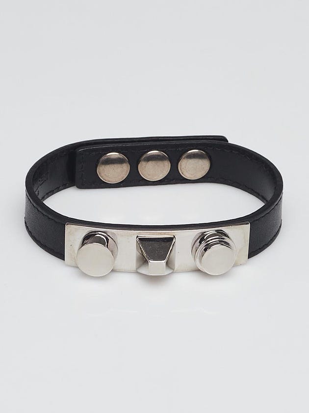 Yves Saint Laurent Black Leather Unique Stud Bracelet