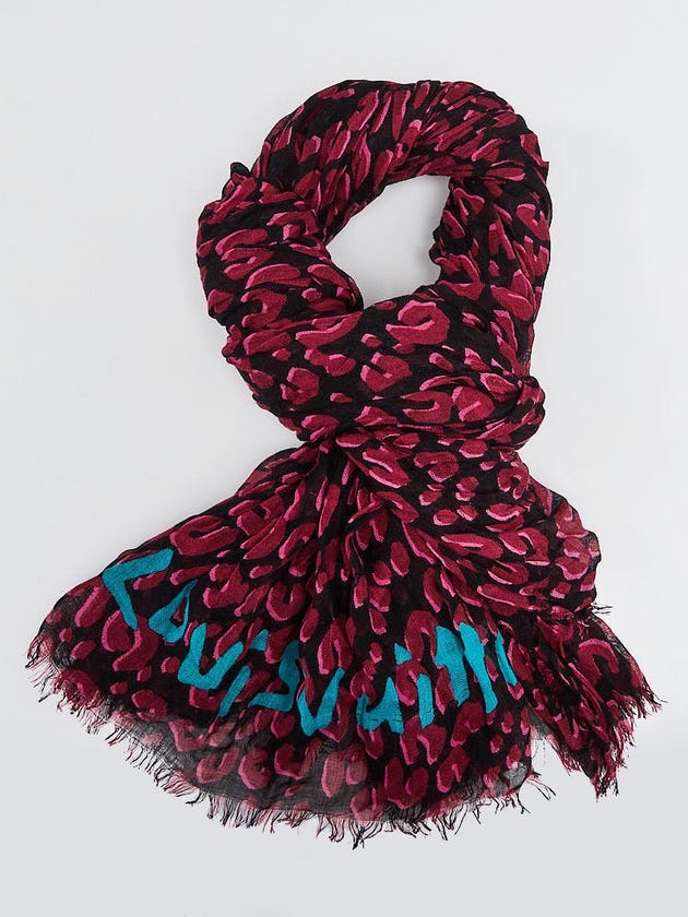 Raspberry Cashmere Throw Louis Vuitton Raspberry Cashmere/Silk Stephen Sprouse Leopard Stole ...
