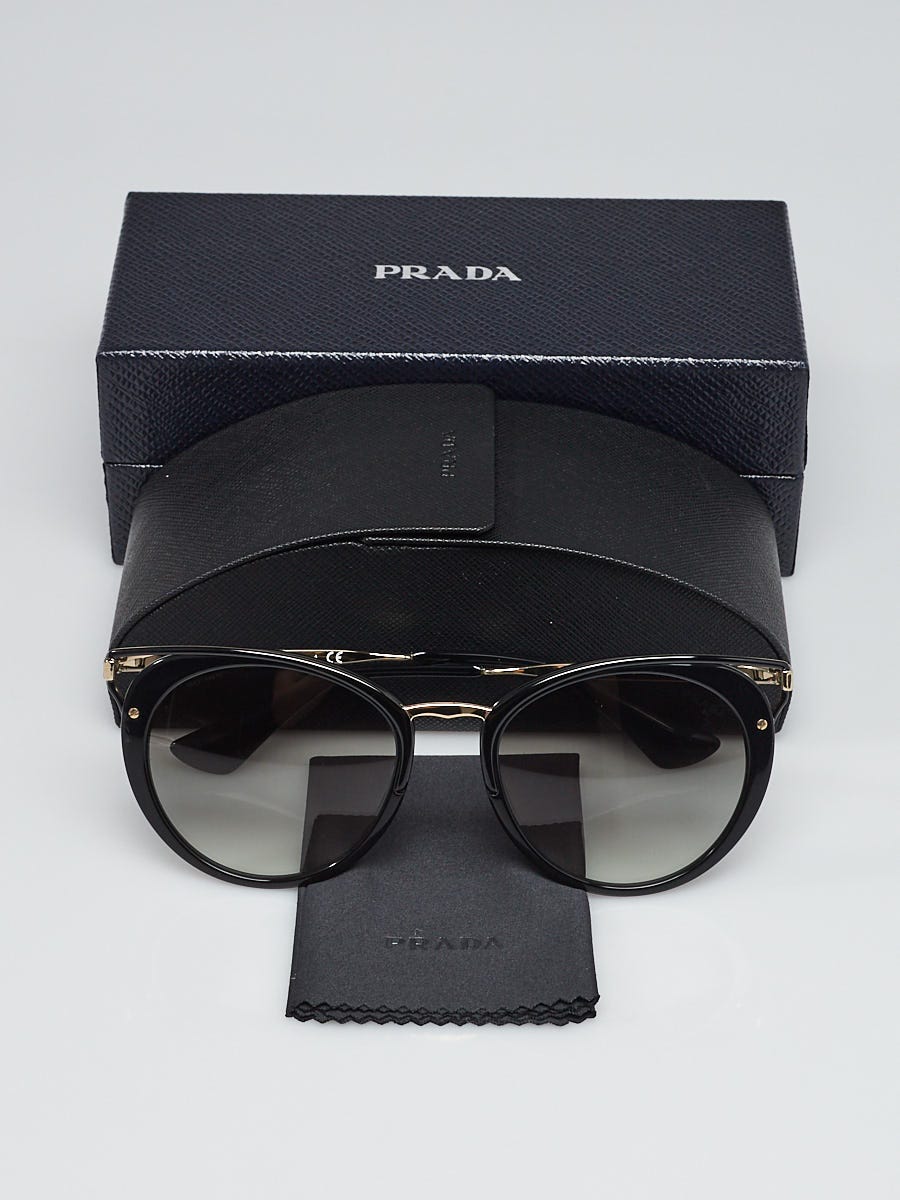 Prada Black Acetate Wire Frame Gradient Tint Sunglasses - SPR66T