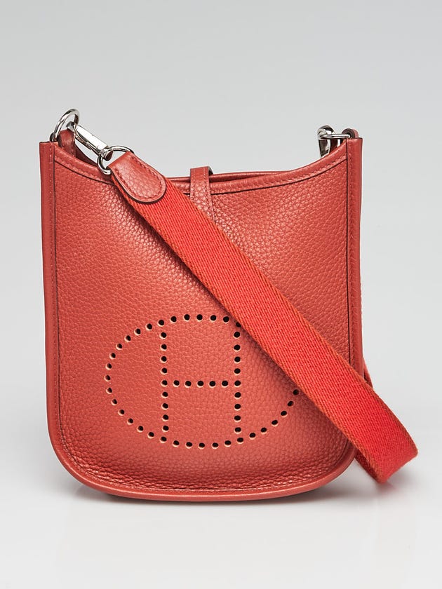Hermes 16cm Brique Clemence Leather Evelyne TPM Bag