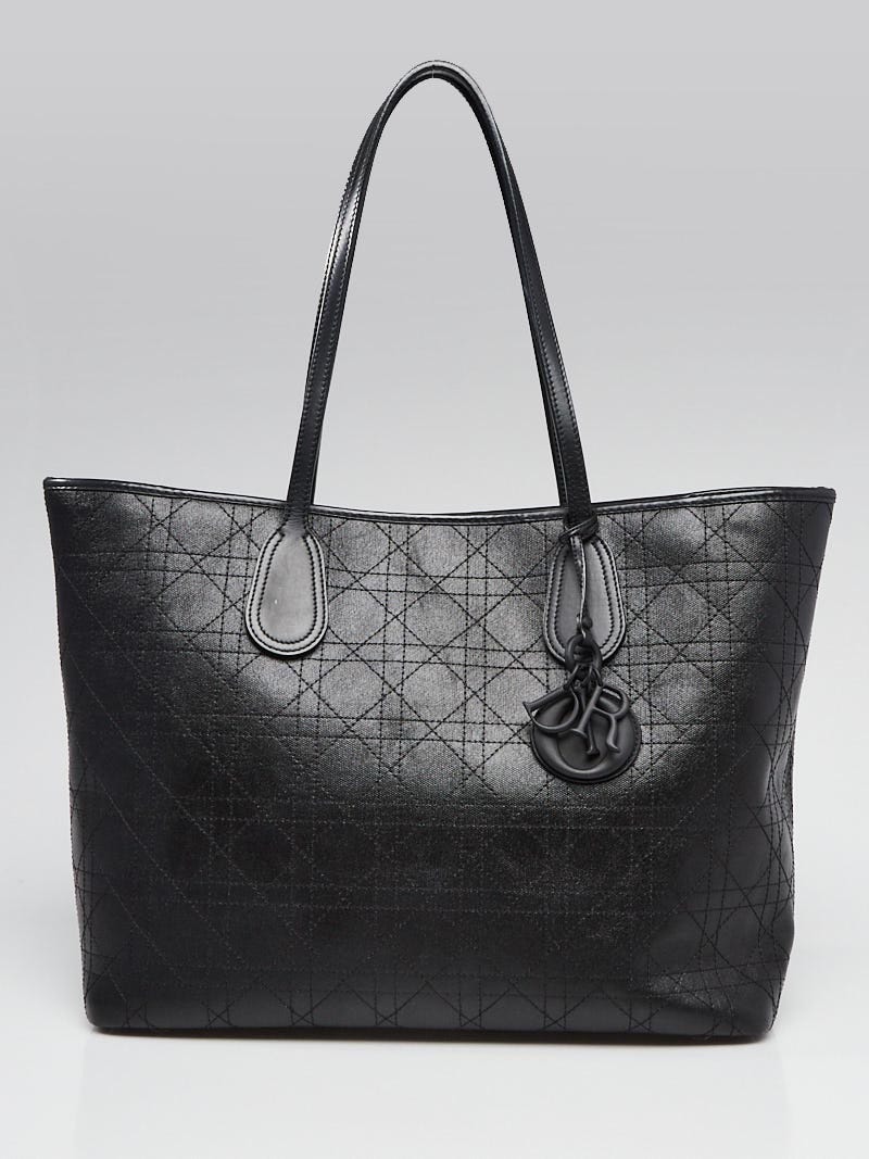 Christian Dior Black Cannage Quilted Rosato Canvas Panarea Shopping Tote Bag  - Yoogi's Closet