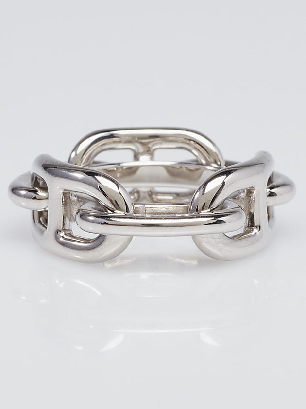 Hermes Silvertone Chain d'Ancre Scarf Ring