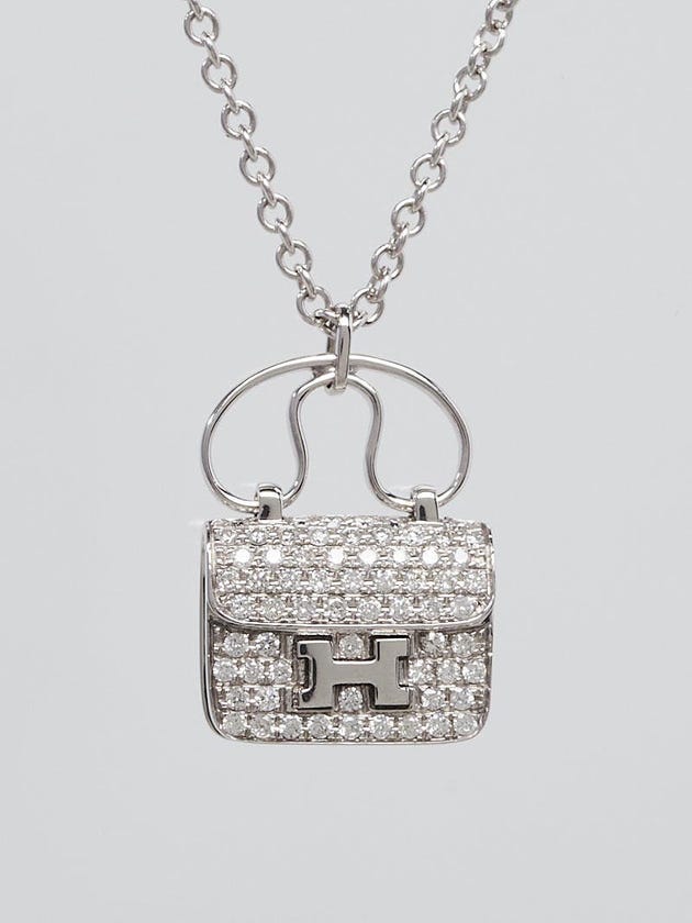 Hermes 18k White Gold and Diamond Constance Amulette Small Pendant