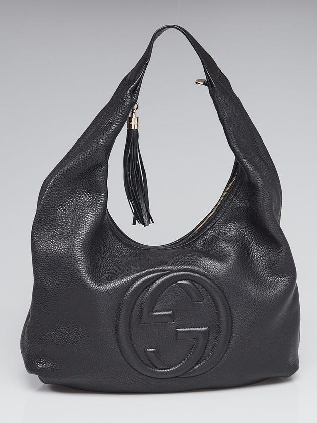 Gucci Black Pebbled Leather Soho Hobo Bag