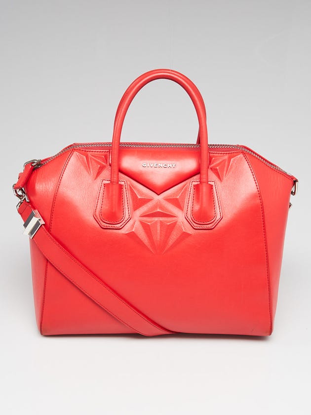 Givenchy Red Calfskin Leather 3D Stud Medium Antigona Bag