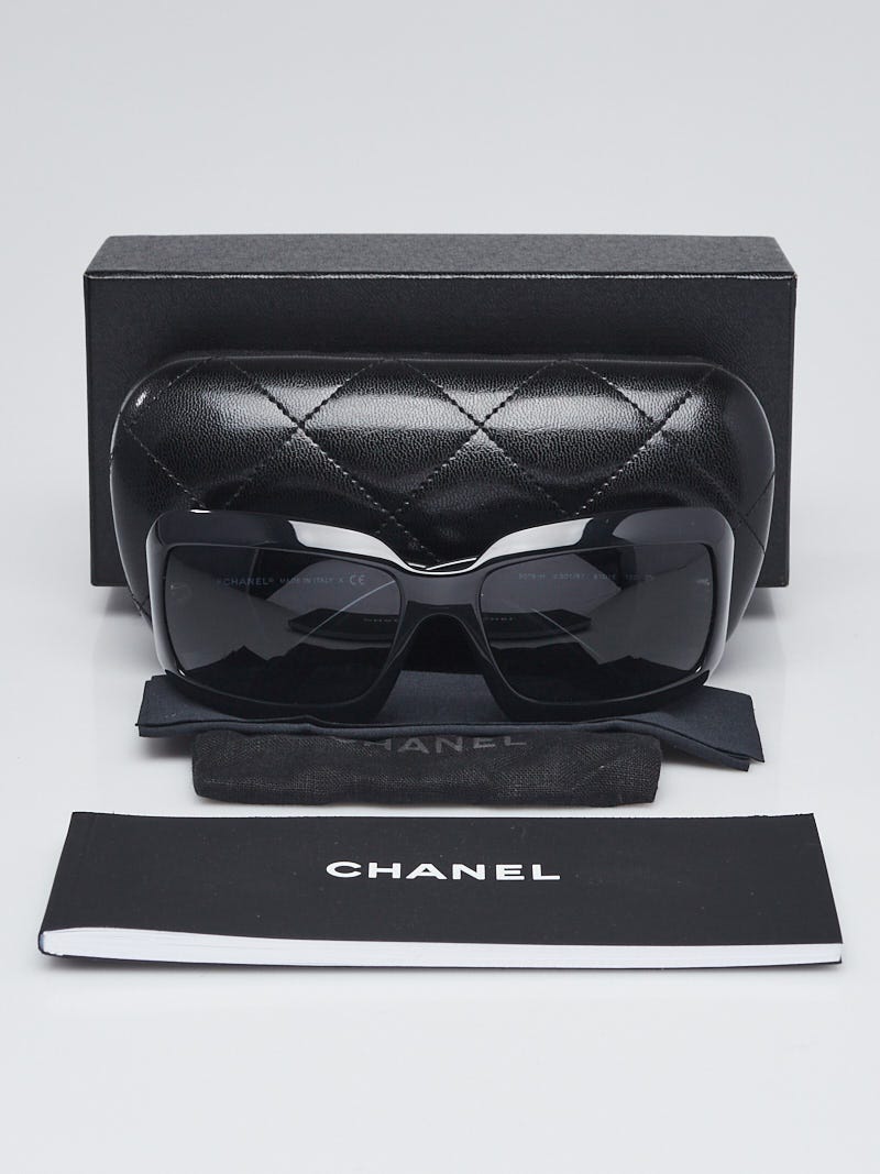 Chanel Black Frame CC Mother of Pearl Sunglasses- 5076-H | Yoogi's