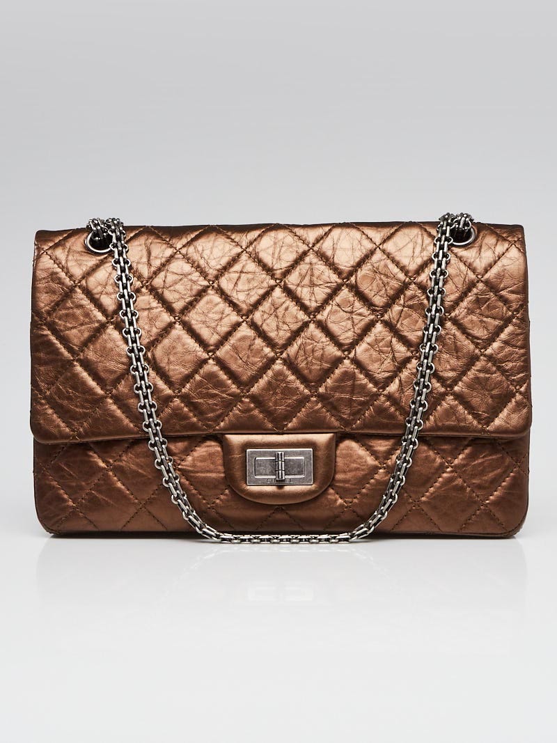 Chanel Bronze 2.55 Quilted Calfskin Leather 227 Jumbo Flap Bag