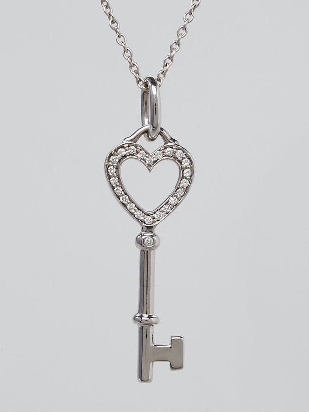 Tiffany & Co. 18k White Gold and Diamonds Tiffany Keys Heart Key Pendant