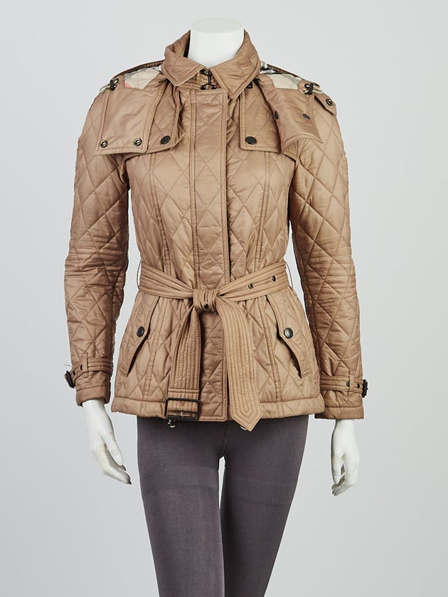 Burberry Beige Quilted Nylon Finsbridge Jacket Size XS