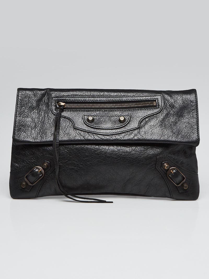 Balenciaga Black Lambskin Leather Envelope Clutch Bag Yoogi s Closet