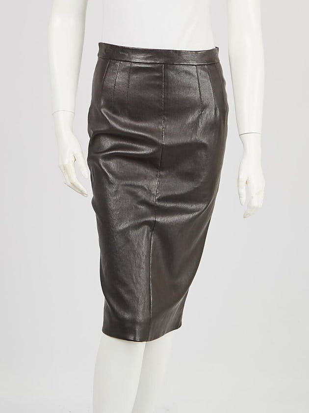 Prada Black Leather Pencil Skirt Size 6/40