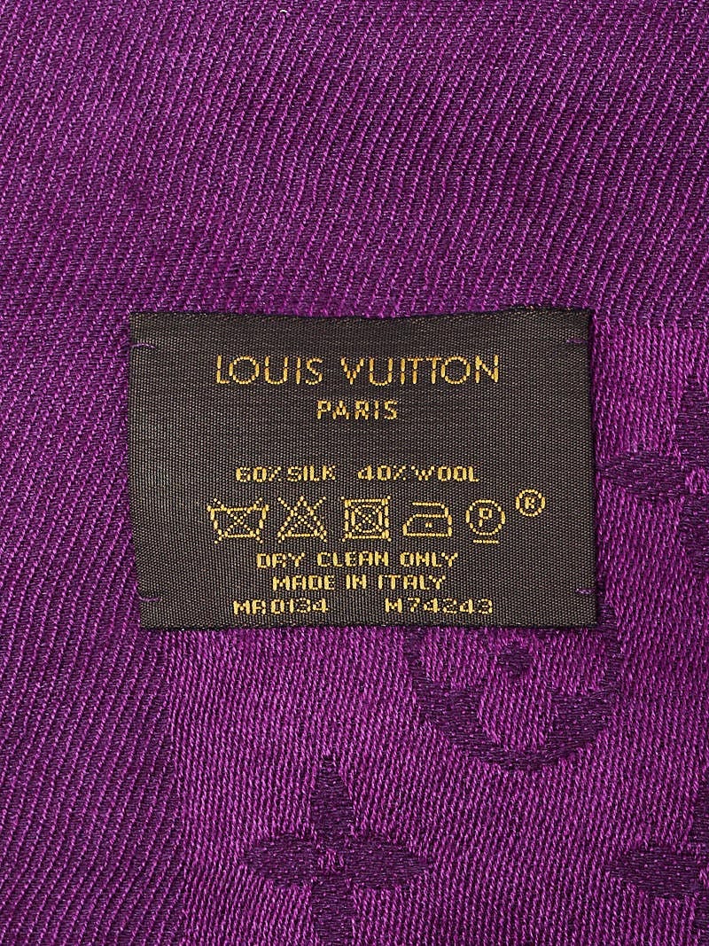 LOUIS VUITTON パープル ストール Louis Vuitton Purple Monogram Silk/Wool Shawl Scarf | Yoogi's Closet