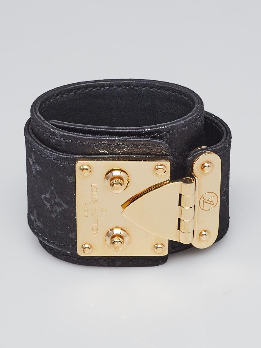 Louis Vuitton Louis Vuitton Black Monogram Satin Leather Bracelet