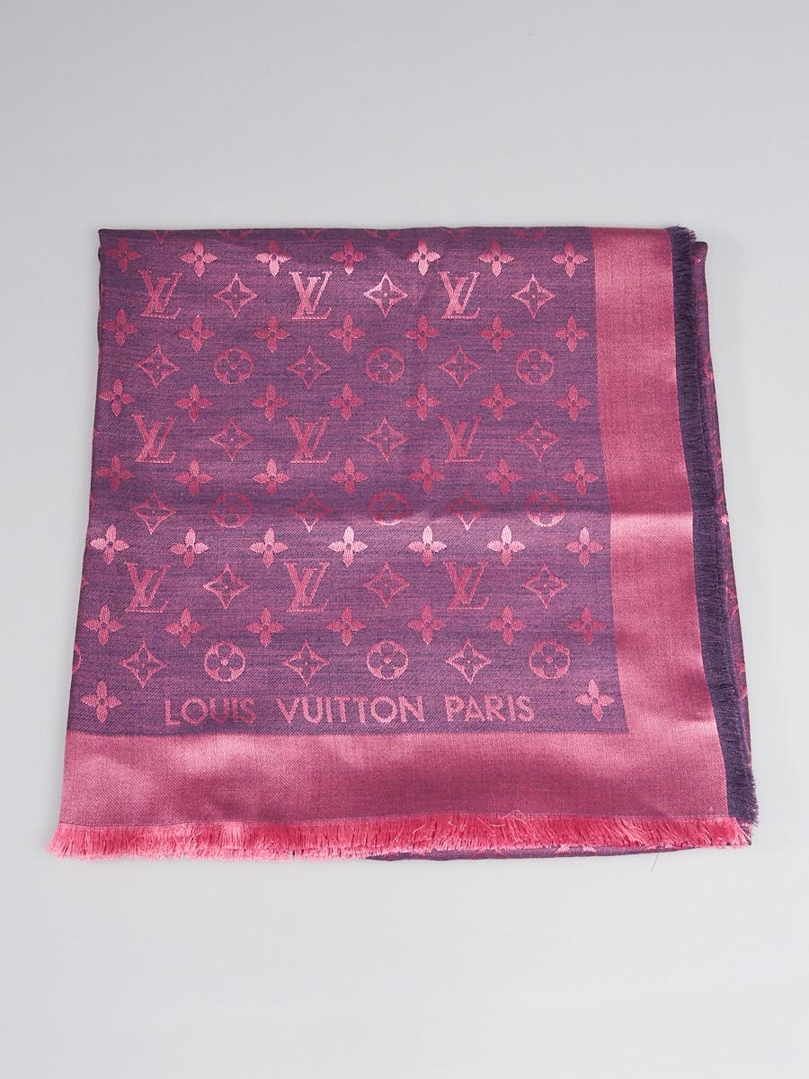 Louis Vuitton Purple Monogram Wool/Silk Shine Shawl Scarf