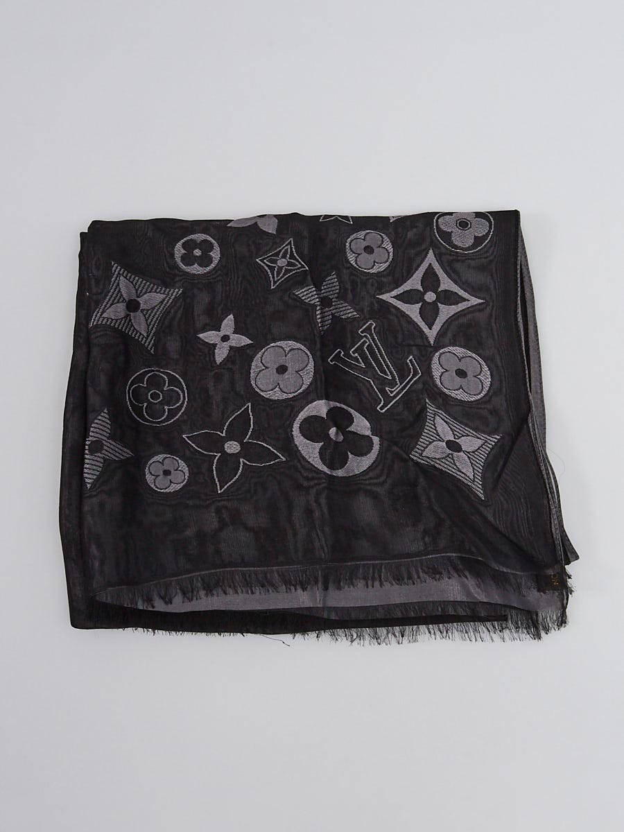 Louis Vuitton Black and Grey Monogram Silk/Viscose Chiffon Scarf - Yoogi's  Closet