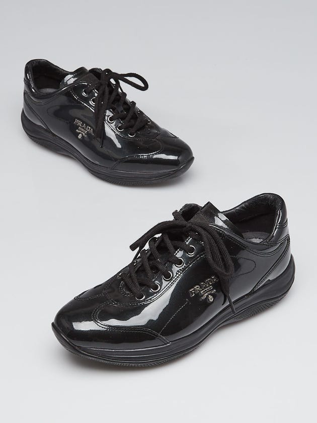 Prada Black Patent Leather Sneakers Size 5.5/36