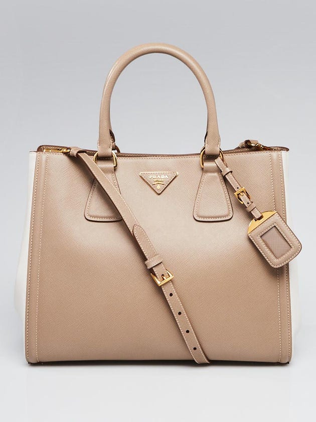 Prada Visone/Talco Saffiano Lux Leather Tote Bag BN2438