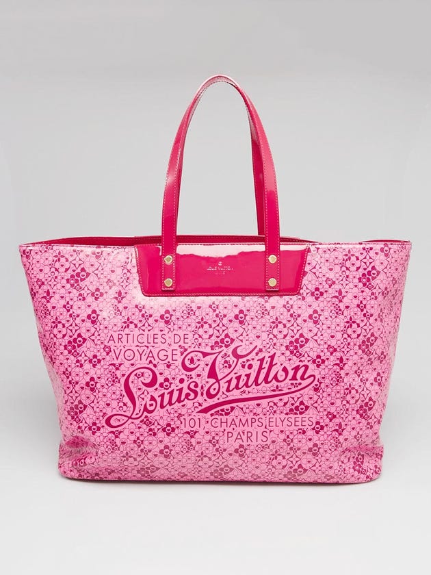 Louis Vuitton Limited Edition Pink Shiny Leather Cosmic Blossom Tote GM Bag