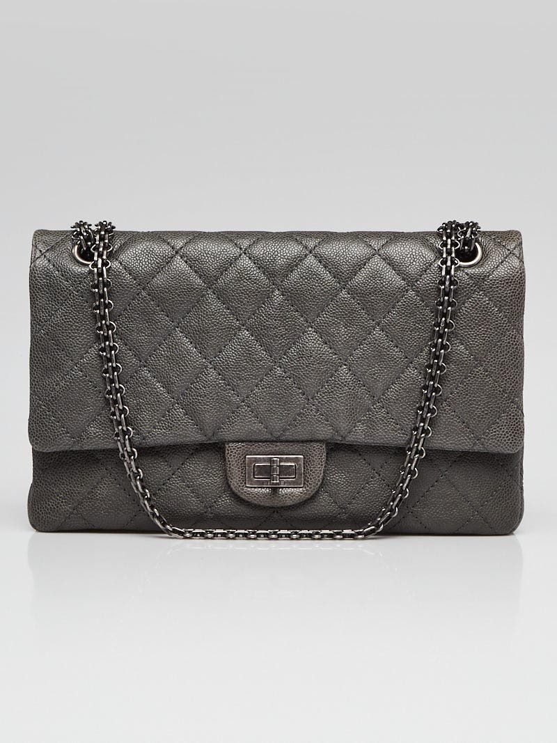 Chanel Grey 2.55 Reissue Quilted Grained Calfskin Leather Classic