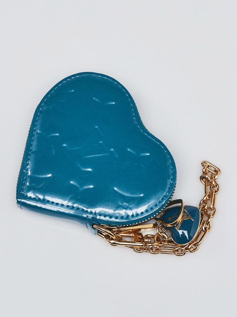 Louis Vuitton Blue Monogram Vernis Heart Coin Purse Light blue