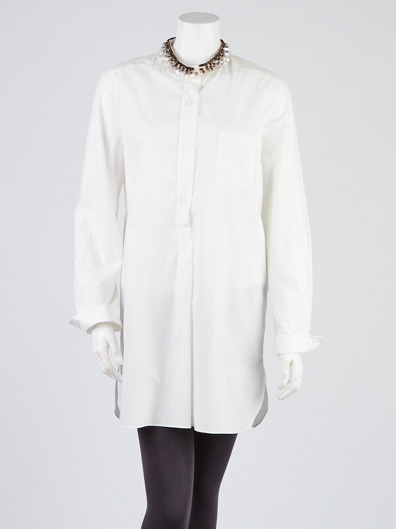 【2024福袋】 Collar Sequin Cotton White Marni Oversized Size Shirt Tunic トップス